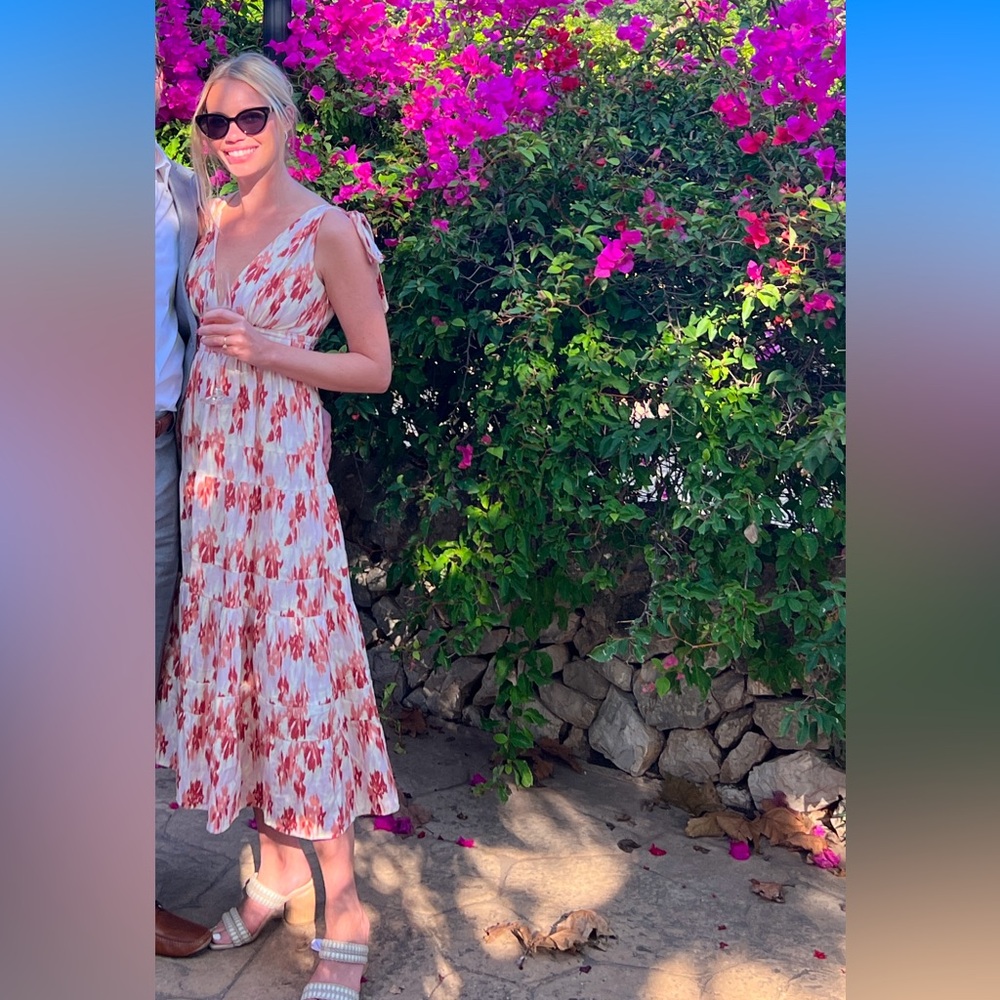 HOUSE OF HARLOW Linen Blend Midi Dress